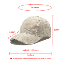 Casquette de baseball en jean délavé style Y2K tendance, vintage, déchirée, effet usé, personnalisable avec logo, pour hommes et femmes