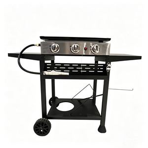 Grill portable à gaz propane coré<span class=keywords><strong>en</strong></span> moderne <span class=keywords><strong>en</strong></span> acier inoxydable de qualité supérieure avec plaque de cuisson plate, sécurité anti-flamme et 3 brûleurs - Product Image 2