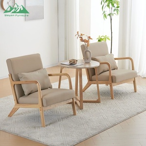 <span class=keywords><strong>Fauteuil</strong></span> à bras en bois massif de chêne Wayon, tissu en lin vert <span class=keywords><strong>sauge</strong></span>, canapé simple pour la maison ou le bureau - Product Image 2
