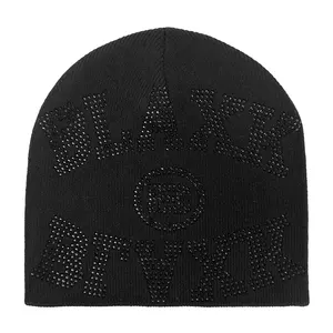 Nuevo diseño Moda Unisex Etiqueta privada Fabricante Personalizado Rhinestone Beanie