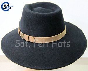 Venta al por mayor de fábrica Venta caliente personalizado hombres mujeres fieltro de lana rígida Fedora sombrero de ala grande - Product Image 6
