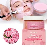 Personalizado etiqueta privada de beleza facial, cuidados com a pele, hidratante, limpeza clara, orgânica, rosa, argila rosa, máscara de argila