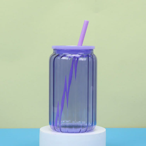 Sipzone 16oz <strong>Pumpkin</strong> Stripes Glass <strong>Can</strong> with PP Plastic Lid and Straw for Sublimation &amp; UV DTF Stickers Dishwasher Safe - Product Image 4