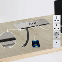 Regleta de Enchufes para Mesa de Conferencias KLASS, Específica para Oficina, de Alta Calidad, con Tapa Abatible, Enchufe de Datos y Energía Oculto en la Superficie de la Mesa