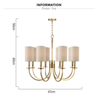 Hot Hot Style 8 Lumière Simple Home Decor Laiton Chine Lustres pour Salon