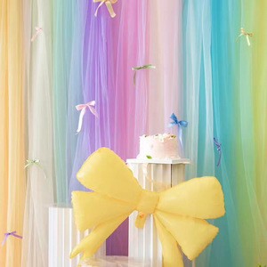 Rideaux de fond de scène DAMAI en tulle transparent effet arc-en-ciel pastel pour décorations de fenêtre de fête d'anniversaire d'enfants sur le thème de l'unicorn - Product Image 3