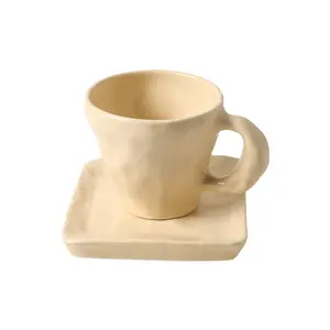 Großhandel nette tassen milch tee verkauf-UCHOME ins neue Produkt Kaffeetasse Nachmittags tee mit Tablett Set Home Office Retro Keramik becher