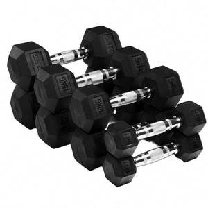 Haltères hexagonaux en caoutchouc noir Mairun de haute qualité MR-goods, en fonte, 2,5 kg à 70 kg, logo personnalisé disponible, forte demande, durables - Product Image 1