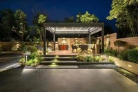 Pérgola de Aluminio para Villa, Impermeable, con Cierre, Resistente al Fuego, Techo para Terraza, Espacio Exterior, Iluminación LED, Diseño Ecológico, Personalizable