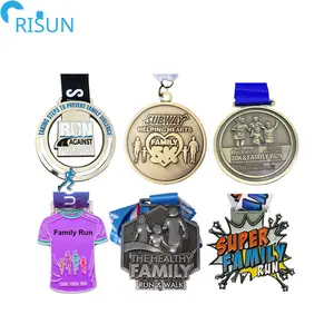 Özelleştirilmiş 3D emaye aile 5K koşucu koşu maraton eğlenceli çalıştırmak sonlandırıcı madalya şerit Medalla madalyon özel aile çalıştırmak madalya