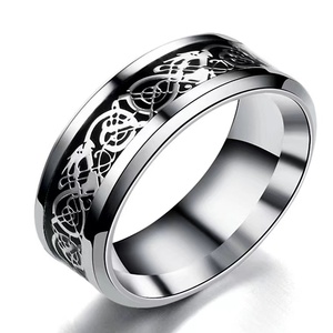 Trendy Dragon Pattern Stainless Steel <b>Ring</b> Men's Fashion Jewelry Wedding Engagement Anniversary Party Gift 8mm Wide <b>Ring</b> - Product Image 2