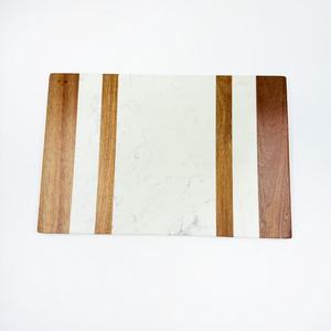 Planche à découper rectangulaire en bois d'acacia et marbre, 45,7x30,7x1,5 cm, pour séparer les aliments crus et cuits - Product Image 1