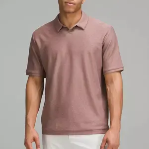 Kaus Polo dasar sederhana pria, kaos dasar warna polos kasual lengan pendek musim panas untuk pria