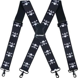 MELOTOUGH Suspenders 2 Inch Suspenders Mens Suspenders Fully Elastic 2 Inch Wide X Back Heavy Duty Tradespersons Pants - Product Image 1