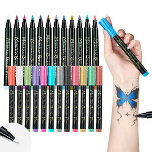 Pena kuas seni tubuh metalik, spidol lukis wajah tahan keringat tahan air pena tato untuk cat tubuh Halloween untuk pesta anak-anak dewasa - Product Image 1