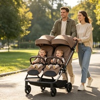 Poussette double pliable automatique au design tendance, nacelle pour nourrissons, poussette de voyage légère pour nouveau-nés, poussette double pour bébés
