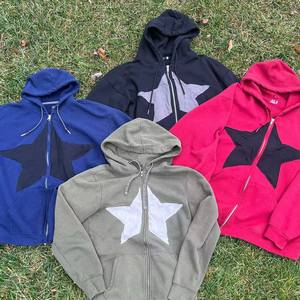 Áo hoodie nỉ streetwear thiết kế riêng phong cách Y2K, logo thêu, unisex, chất dày 360 gsm, áo trơn nam, size lớn, có khóa kéo - Product Image 3