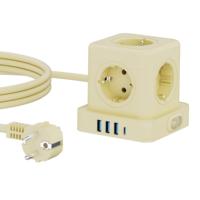 Couleurs personnalisables Power Tower Strip Socket EU USB Extension Socket 5 Outches 3 USB a Ports 1 USB C Port