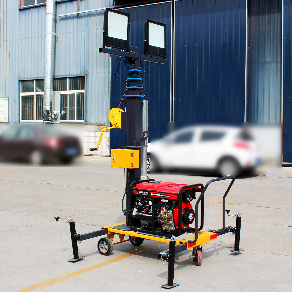 Outdoor Emergency Site Night Work Diesel Engine Stabilization Outriggers Manual Winch 2 LED Portable Generator Light Tower