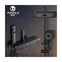 Nouvel Arrivage 2025 – Ensemble de Douche Noir Mat en Acier Inoxydable 4 Fonctions avec Robinet Chaud/Froid et Pommeau Pluie Haute Pression