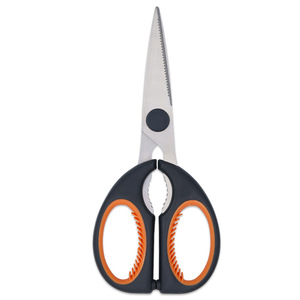 Kitchen Scissors Stainless Steel Straight Head For Home Use Orange Gray Handle - Product Image 4