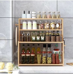 New Design <strong>Natural</strong> Bamboo 4-tier Standing Spice Rack Organizer Wooden Seasoning Storage <strong>Shelf</strong> Wholesale for Kitchen Countertop - Product Image 4