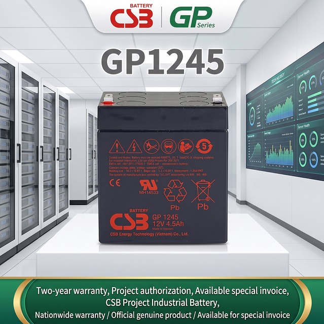 Original CSB GP1245 12V 4.5Ah VRLA AGM Sealed Lead Acid Battery Maintenance Free for UPS Alarm Access Control Backup Power