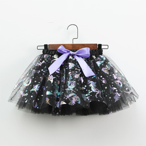 Gonna Corta in Tulle Bianca con Stampa Zucca e Pipistrello per Bambine, in Poliestere, per Halloween, Abbigliamento per Bambini all'Ingrosso - Product Image 4