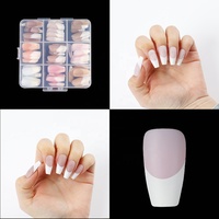 Vente en gros de faux ongles à pointe française simples design de gel souple ongles à pointe française de luxe courts en acrylique faits à la main ongles à pression roses