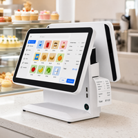 Terminal de point de vente tactile capacitif à double écran 15,6 pouces tout-en-un avec écran client, processeur Intel I3, 8 Go de RAM, SSD 128 Go, Windows