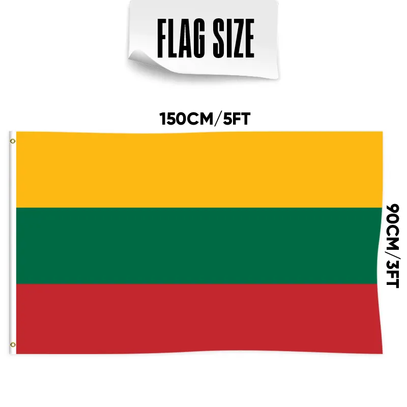 3 x5Ft Litauen Flagge Banner Polyester Stoff mit 3-lagigen doppelseitigen und zwei Messing Ösen Wandbehang Outdoor-Dekor