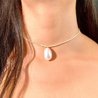 Collier ras du cou en alliage de zinc avec chaîne serpent - Plaqué or, motif goutte d'eau, tendance, pour soirée