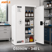 Gabinete de Almacenamiento de Productos Químicos Tóxicos de 340L (90 Galones), Gabinete de Seguridad de Acero Blanco con Doble Puerta para Laboratorio, Escuela, Almacén, B2B