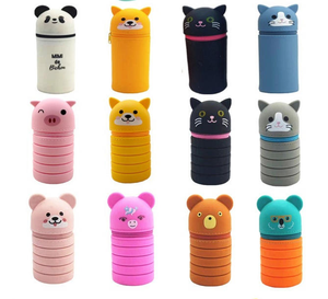 Trousse à crayons personnalisée tendance pour la rentrée scolaire, étui à crayons mignon en silicone avec visage d'animal - Product Image 4
