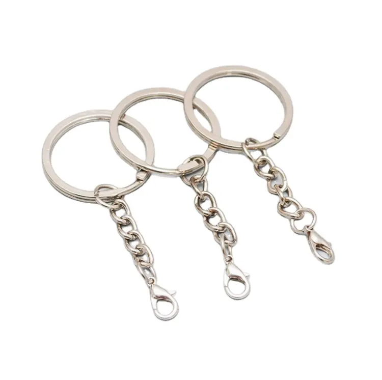 Llaveros blancos de 25mm y 30mm, anillo plano para colgar, llave redonda brillante, accesorios de joyería, venta al por mayor