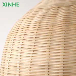 XH Factory Wholesale High Quality Home Decor Natural Rattan Dome Wicker Pendant Light Hanging Lampshade Hand Woven Lamp Shade