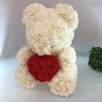 40cm Big Rose Teddy Bear Décoration Artificielle avec Fleur Coeur pour la Saint-Valentin Cadeaux d'Anniversaire pour les Femmes Usine de Luxe