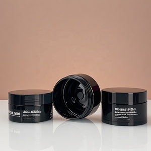 Wholesale Cosmetic Food Packaging 100ml 150ml 200ml 250ml 300ml Black Pet <b>Plastic</b> Cosmetic Cream <b>Jar</b> With White Black Lid - Product Image 2