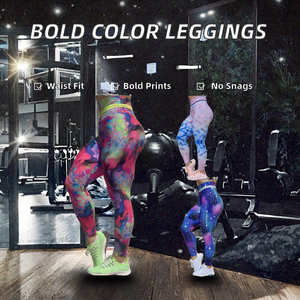 Leggings de sport de fitness numériques colorés abstraits doux de style nouveau, taille haute, sans couture, respirants, tricotés, imprimés printemps, yoga - Product Image 2