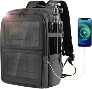 Mochila solar de muestra gratuita con panel solar de 7W para cargar teléfonos celulares y fuente de alimentación de 5V, mochila con forro de cuero genuino. - Product Image 1