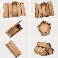 Boîte en carton hexagonale en nid d'abeille, personnalisable avec logo, biodégradable, réutilisable, écologique, portable, recyclée, avec poignée, pliable, géométrique