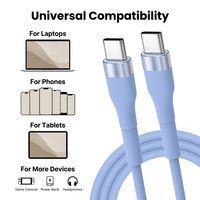 Câble USB C vers USB C, PD 60W, cordon de charge rapide en silicone souple pour ordinateurs portables, tablettes, téléphones