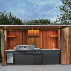 Cocina Exterior Personalizable de Primera Calidad, Resistente a la Intemperie y al Óxido, con Horno de <span class=keywords><strong>Pizza</strong></span> de Acero Inoxidable de 5 Quemadores y Barbacoa - Product Image 1