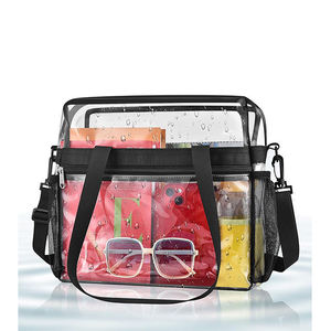 Bolsa de Mano Transparente de PVC Ligera e Impermeable Personalizada, Bolsos de Hombro Transparentes con Cierre de Cremallera para Estadios - Product Image 4