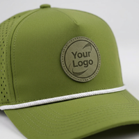 New Fashion Custom Rubber PVC Patch Logo 5 Panel Waterproof Polyester Sport Golf Hat Laser Cut Perforated Dad Rope Baseball Cap