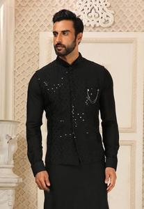 Ensemble Kurta Pyjama Imprimé pour Homme, Vêtement Ethnique en Coton à Manches Longues, Motif Floral, Tenue Traditionnelle pour Mariage, Fête et Cérémonie - Product Image 2