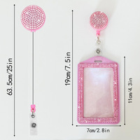 Porte-badge rétractable en cuir orné de strass avec attache rapide pour infirmière, médecin, étudiant, ou employé de bureau