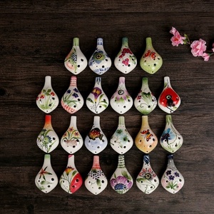 Ocarina en céramique AC en forme de poire à 6 trous, artisanat artistique à l'aquarelle dessiné à la main, instrument de musique pour étudiant débutant - Product Image 1