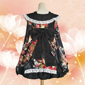Maid Outfit Cosplay Costume Japanese Style Courtesan Modified Kimono Red And Black Polyester Fiber For Performance - Product Image 3