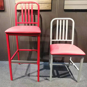 Mỹ Phong Cách Thương mại Nhà Hàng đồ nội thất chỗ ngồi bạc màu kim loại ghế ăn với đệm ghế - Product Image 2